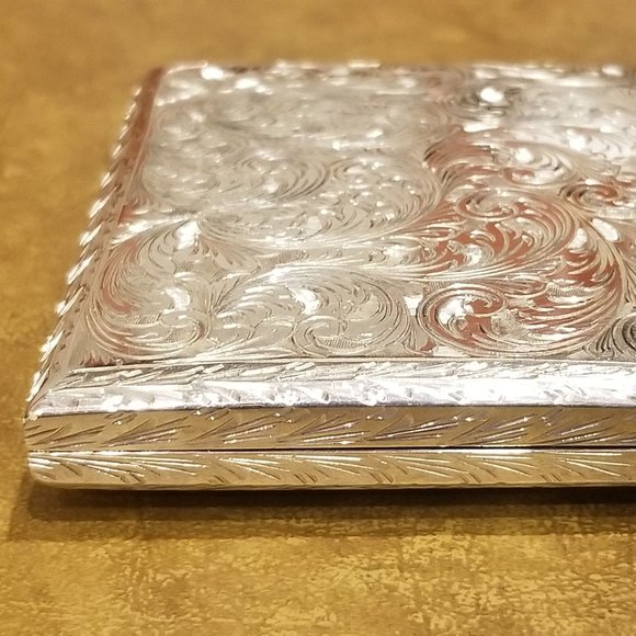 ITALIAN MONICA RICH KOSANN ENGRAVED FLORAL SILVER 4 IMAGE CASE FRAME PHOTO ALBUM - Picture 8 of 15